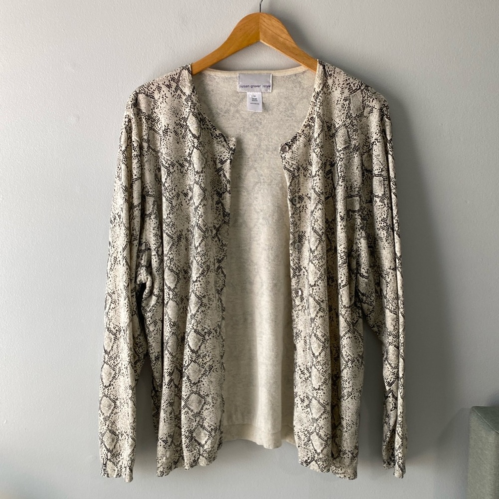 Susan Graver Style Animal Print Cardi 2X